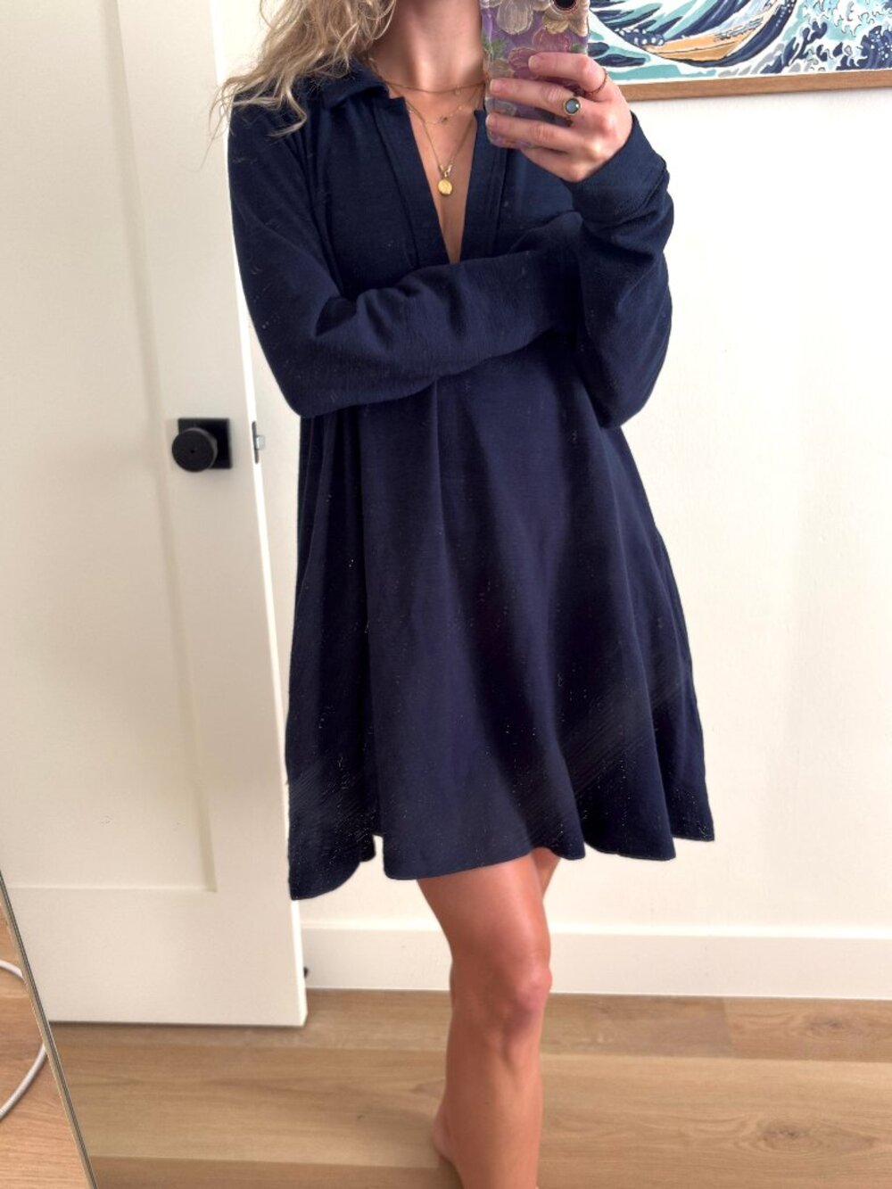 Free People Free-Est Cass Mini Dress Navy Blue XS Boho Casual Dress